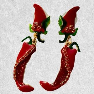 Lunch at the Ritz LATR 2GO pierced dangle chili pepper earrings